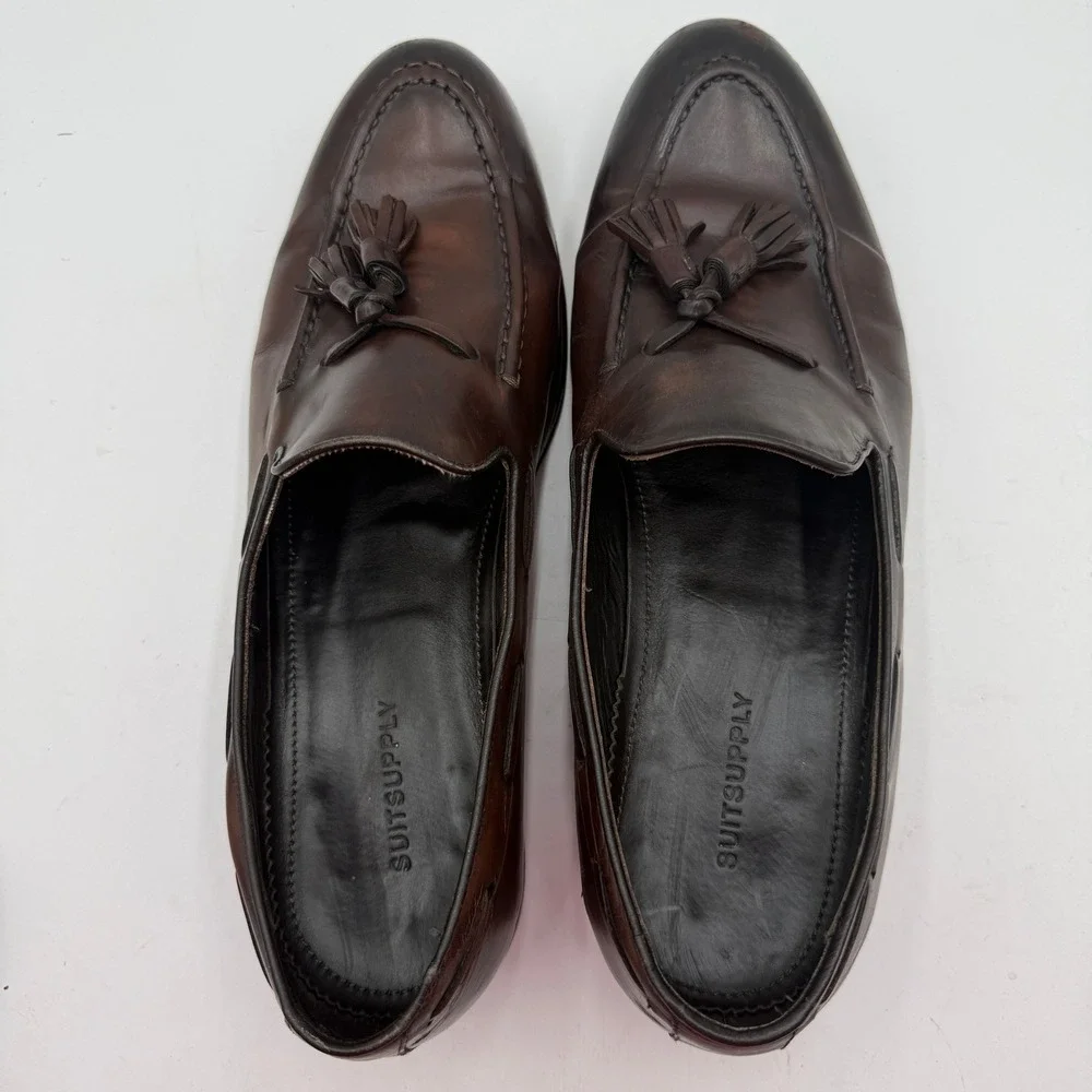 Suitsupply Mens Dark Brown Tassel Loafers‎ Leather Italy Dress Shoes EU43